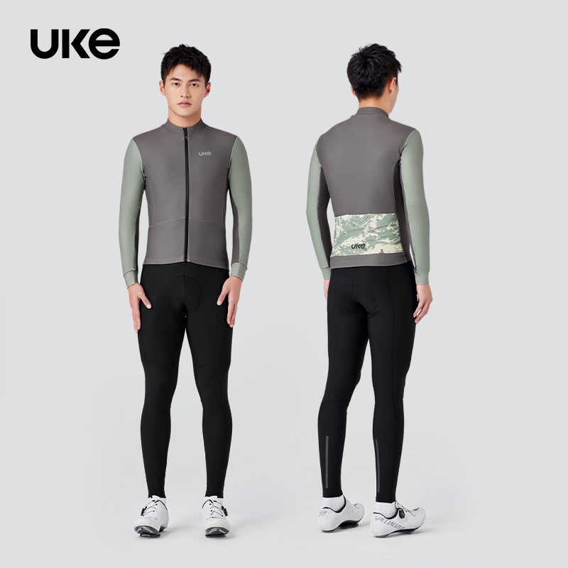 UKE骑行服男子秋冬抓绒长袖印花弹力透气户外保暖舒适外套风翼