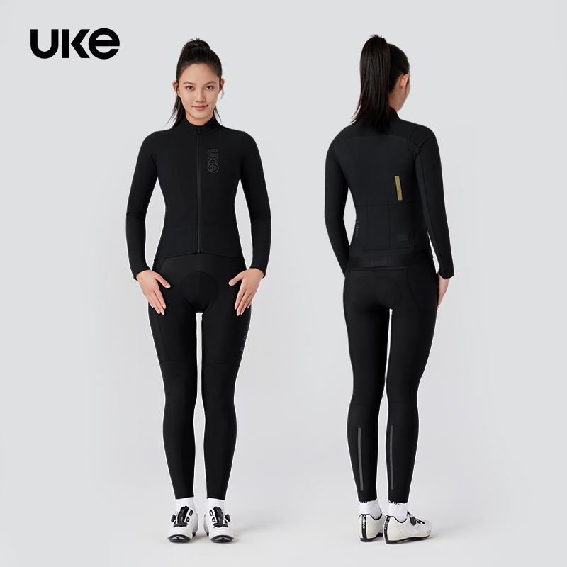 UKE骑行服女子防风抓绒骑行夹克0度双层防寒防泼水骑行外套星轨
