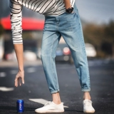 Tide, летние тонкие джинсы, комбинезон, небольшие дизайнерские штаны, свободный прямой крой, тренд сезона