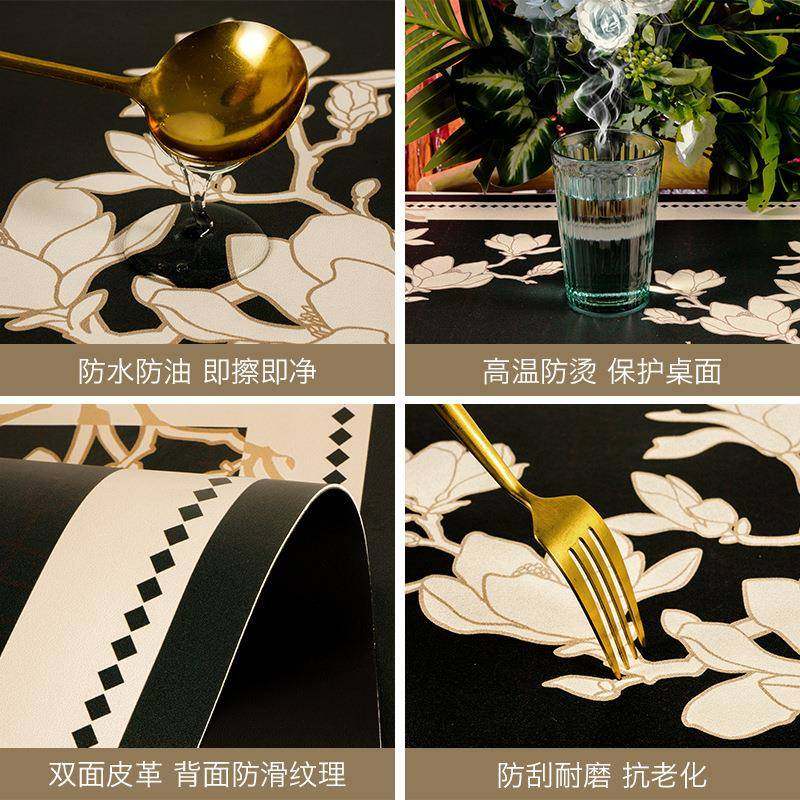 法式中古风桌布轻奢高级感皮革餐桌垫防水防油防烫免洗隔热茶几垫,淘宝优惠券,粉丝福利购,淘宝优惠卷