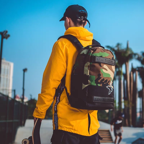 Скейтборд с двумя изогнутыми концами, рюкзак, защитное снаряжение, сумка-органайзер