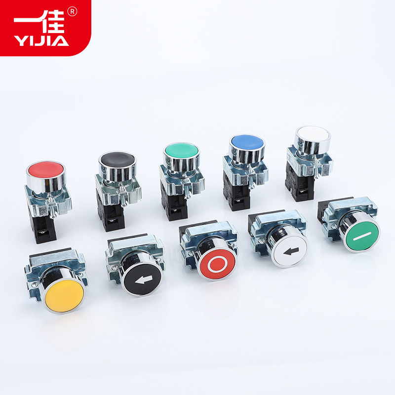 一佳自复位按钮开关XB2-10BN/01BN平头点动BA31/BA41电源启动22mm_虎窝淘