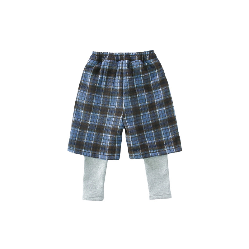 女童格子假两件加绒裤2025新款女宝中小童秋冬韩系休闲加厚潮裤子,淘宝优惠券,粉丝福利购,淘宝优惠卷