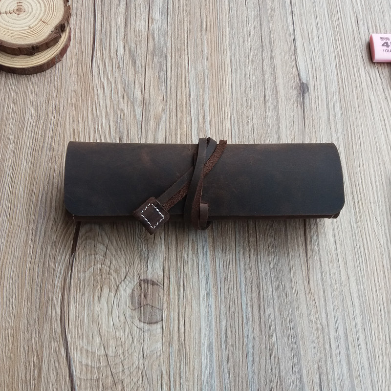简约文艺笔袋韩版学生真皮卷笔帘创意大容量牛皮收纳袋钢笔保护套,淘宝优惠券,粉丝福利购,淘宝优惠卷