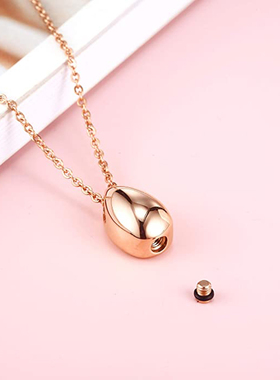 钛钢项链水滴形骨灰盒不褪色吊坠