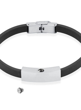 欧美钛钢手链女不掉色可打开纪念家人亲人宠物骨灰盒皮手镯男饰品