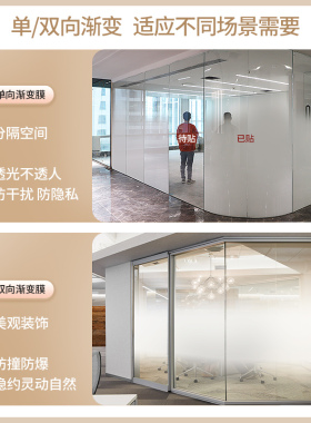 白色渐变玻璃膜玻璃隔断装饰美化