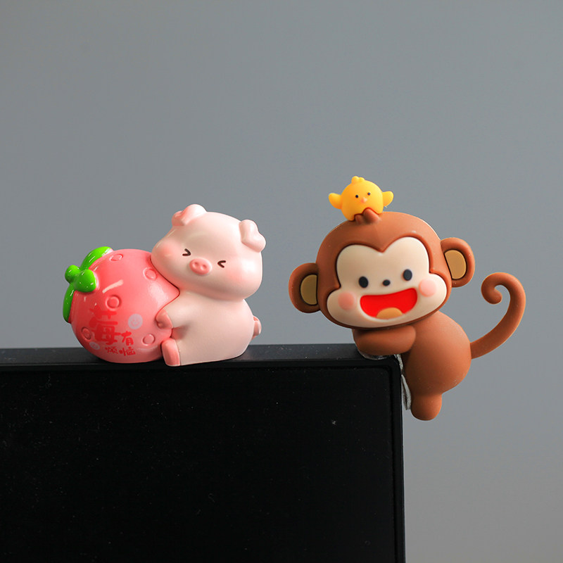 可爱猴子办公室工位桌面摆件电脑电视机显示器屏幕趴趴车载装饰品,淘宝优惠券,粉丝福利购,淘宝优惠卷