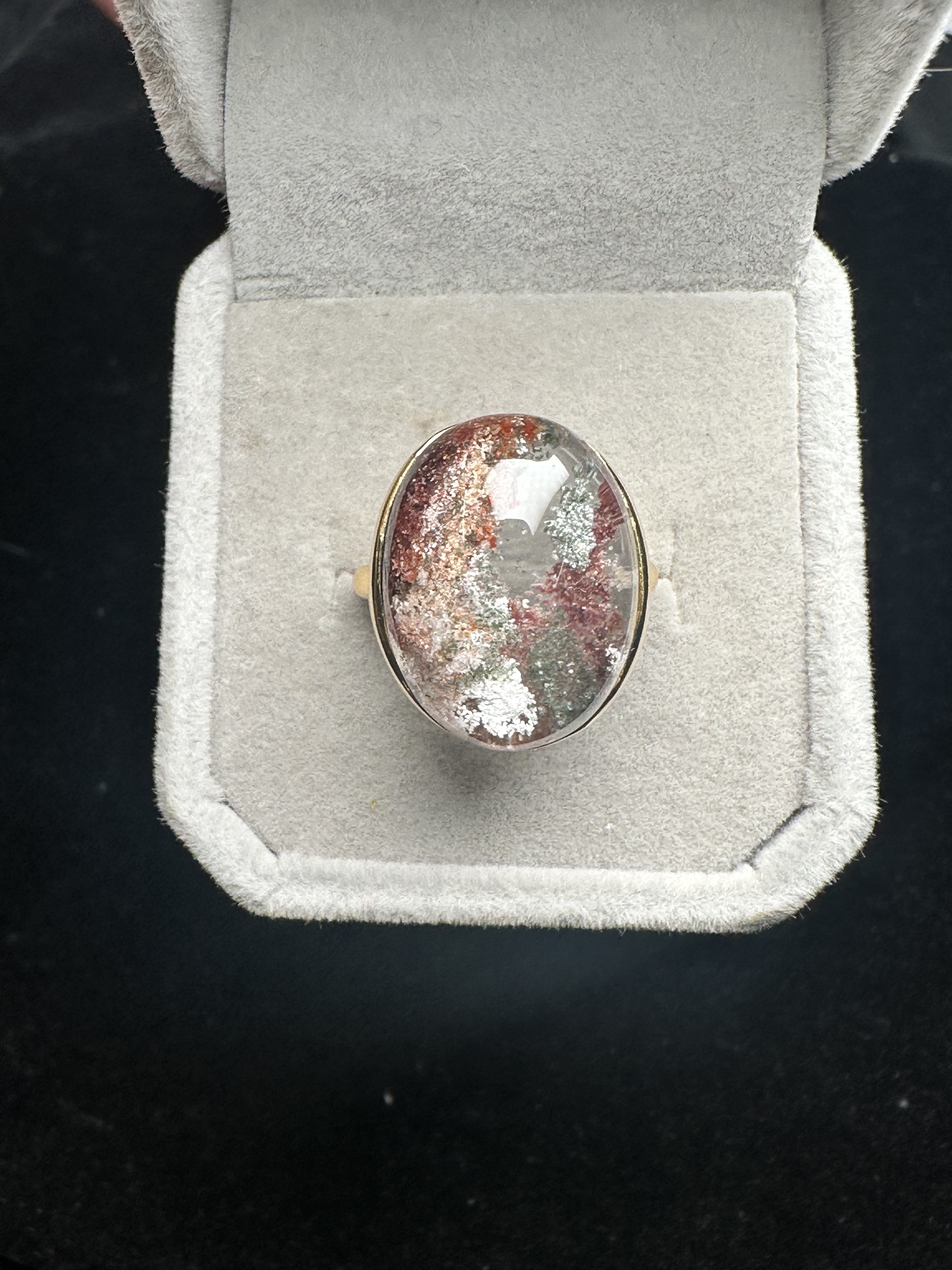 Pure natural ghost ring, 925 silver inlaid with live mouth, stone size 17*21mm, weight 8.6 grams, fidelity
