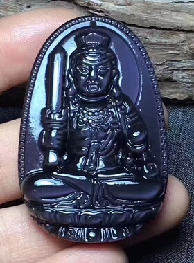 天然水晶黑曜石属鸡守护神吊坠