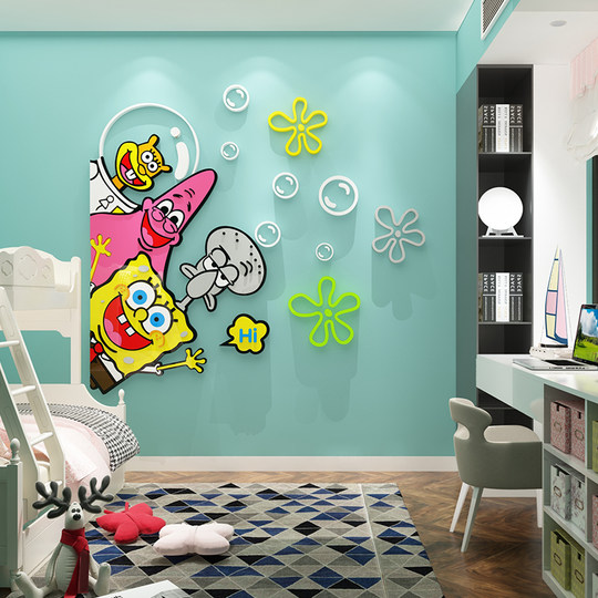 Children's room layout girl 3d three-dimensional wall stickers