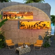 Internet celebrity check-in layout outdoor mountain camping wall decoration atmosphere B&B courtyard sunset background coffee shop