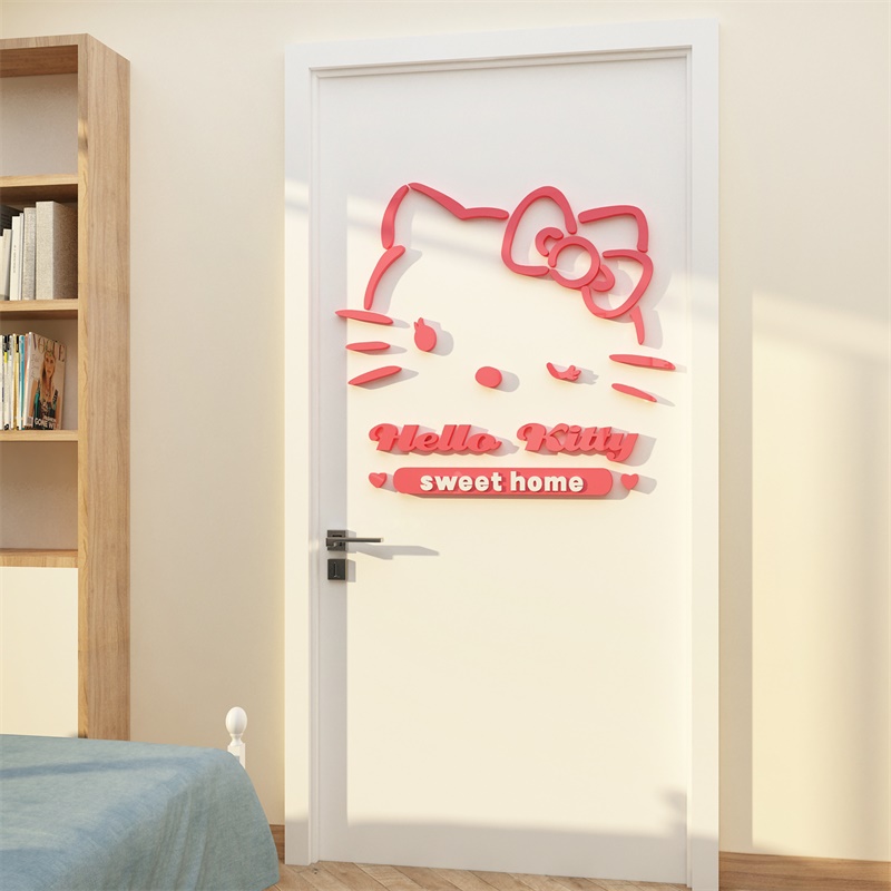 hellokitty猫墙面贴纸画儿童房间布置装饰品公主女孩卧室床头背景-图2