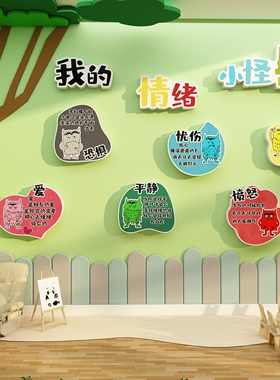 我的情绪小怪兽环创幼儿园管理文化墙面贴纸装饰冷静心理角咨询室