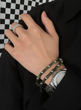 卡门国潮ins小众设计竹节钛钢男