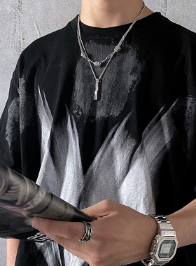 卡门双层叠戴吊坠钛钢嘻哈ins夏