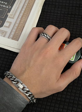 欧美钛钢朋克风百搭手环古巴链