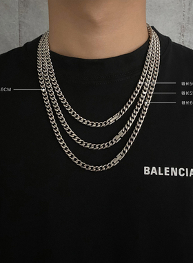 钛钢古巴链男嘻哈小众项链不掉色