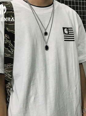 ins韩国东大门项链圆牌学生嘻哈