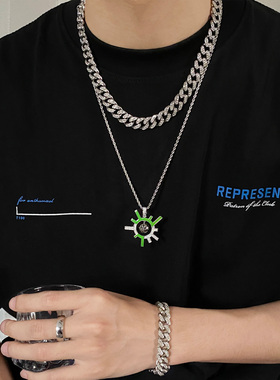 卡门合金钛钢男夜光项链