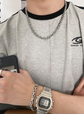 卡门钛钢双层男嘻哈高街古巴链