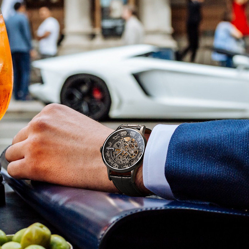 邦顿男士全自动超薄镂空科技机械表 邦顿手表国产腕表