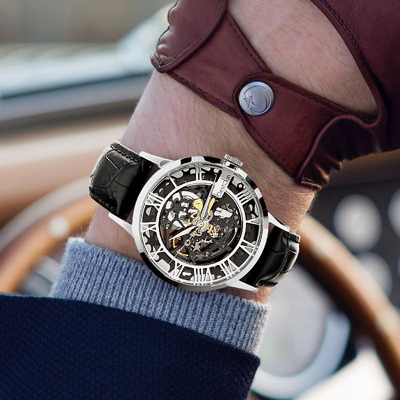 邦顿男士全自动超薄镂空科技机械表 邦顿手表国产腕表