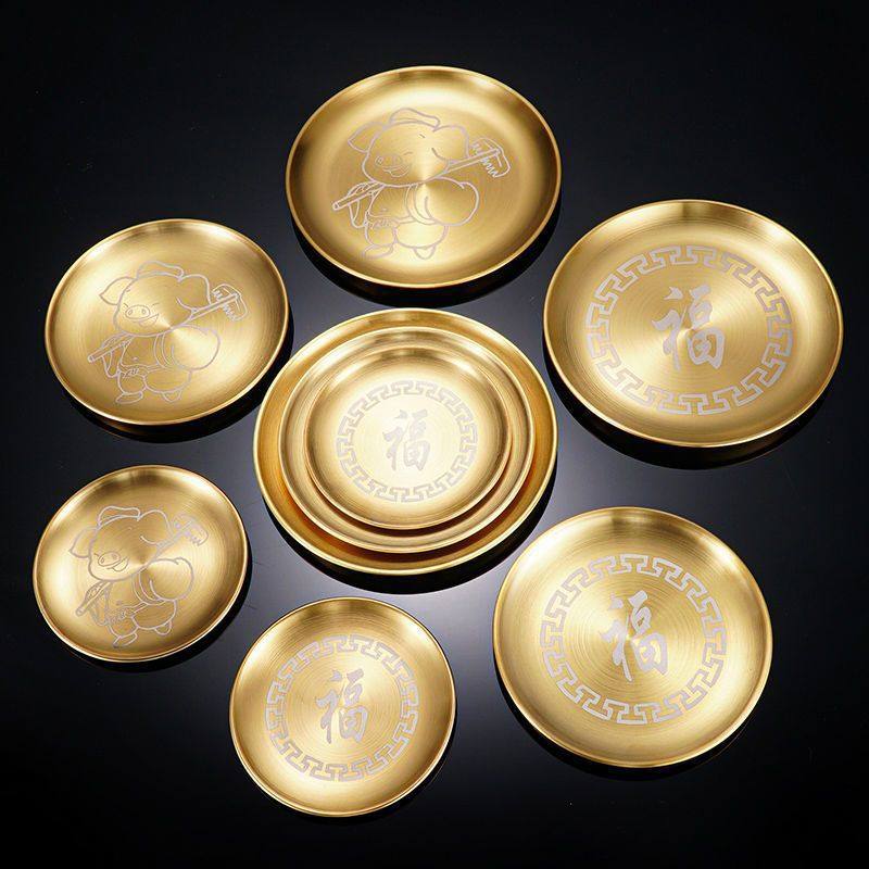 莲花大号平底托盘接香灰底座金色不锈钢烧香佛桌贡盘烧香香炉圆形,淘宝优惠券,粉丝福利购,淘宝优惠卷