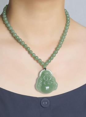 精致和田玉佛吊坠玉坠弥勒佛公挂件白玉石项链坠大肚笑佛像女礼物