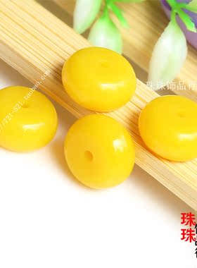 diy鸡油黄蜜蜡光面项链算盘珠