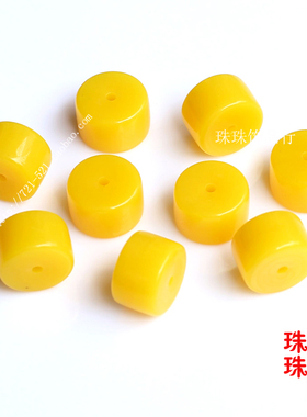 二代盐水鸡油黄蜜蜡鼓珠垫片手链