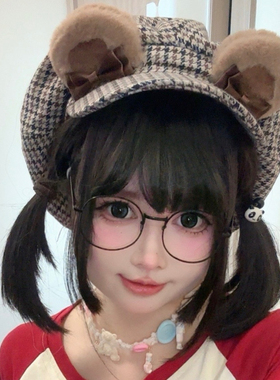 本守造原创小熊耳朵飞鸟格云朵帽