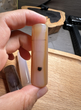 天然玛瑙印章圆形水草花印章小号签名章能刻字精致小巧