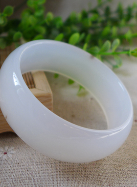 天然花白玛瑙手镯 水草花纹 加宽加厚款 内径58mm新品包邮