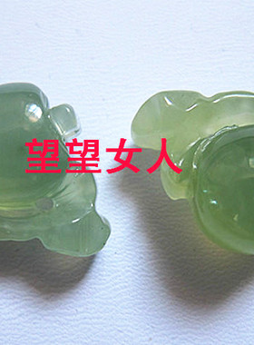 深绿色如意挂坠天然岫玉