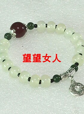 玉石算盘珠9mm单圈藏银配饰链子