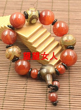 天然玛瑙手链切面圆珠佛珠手串