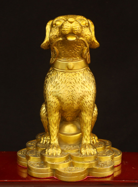 纯铜狗摆件元宝生肖狗招旺财摆件