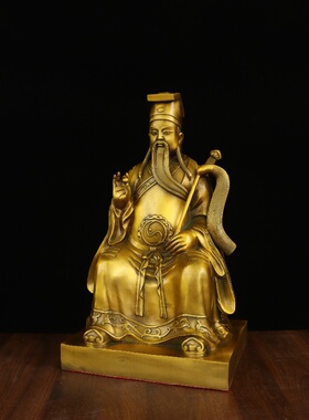 纯铜吕洞宾中式家居客厅桌面摆件