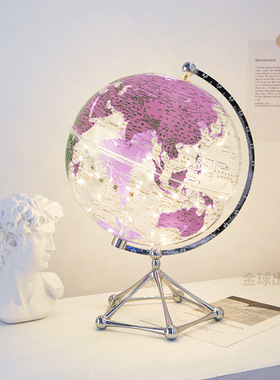 金属小夜灯轻奢书房透明地球仪