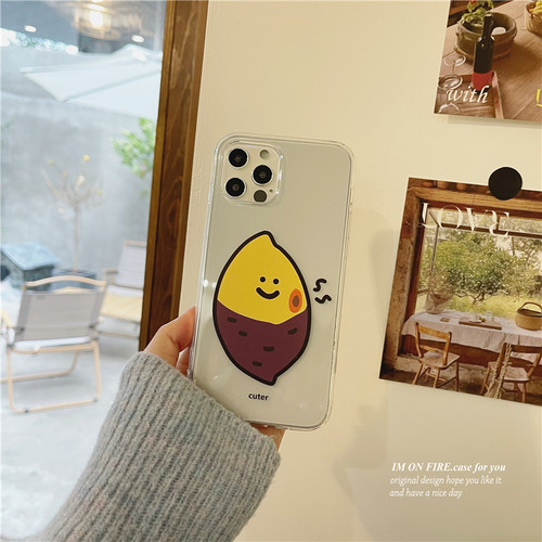 韩国ins卡通复古一个烤红薯iPhone14promax13xs12透明手机壳11xr15plus16pro17 - 图0