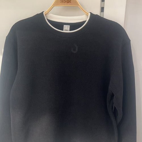 森马2025卫衣冬季男加绒华夫格假两件时尚百搭上衣101725116101 - 图1