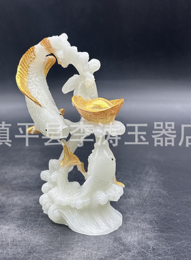 批发夜光鲤鱼跃龙门摆件 树脂鱼跃龙门家居办公摆件工艺品