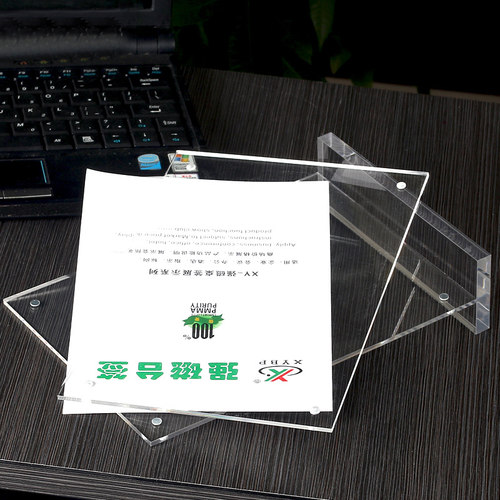 XYBPa4纸亚克力强磁台签透明台卡a5菜单价目表立牌标价签展示架定制桌牌酒水双面餐牌架水牌A4水晶展示牌台牌 - 图2