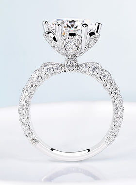 IGI培育钻石戒指女18K金满钻花蕾