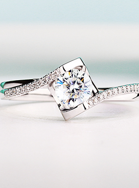 IGI培育钻石戒指女18K白金50分女