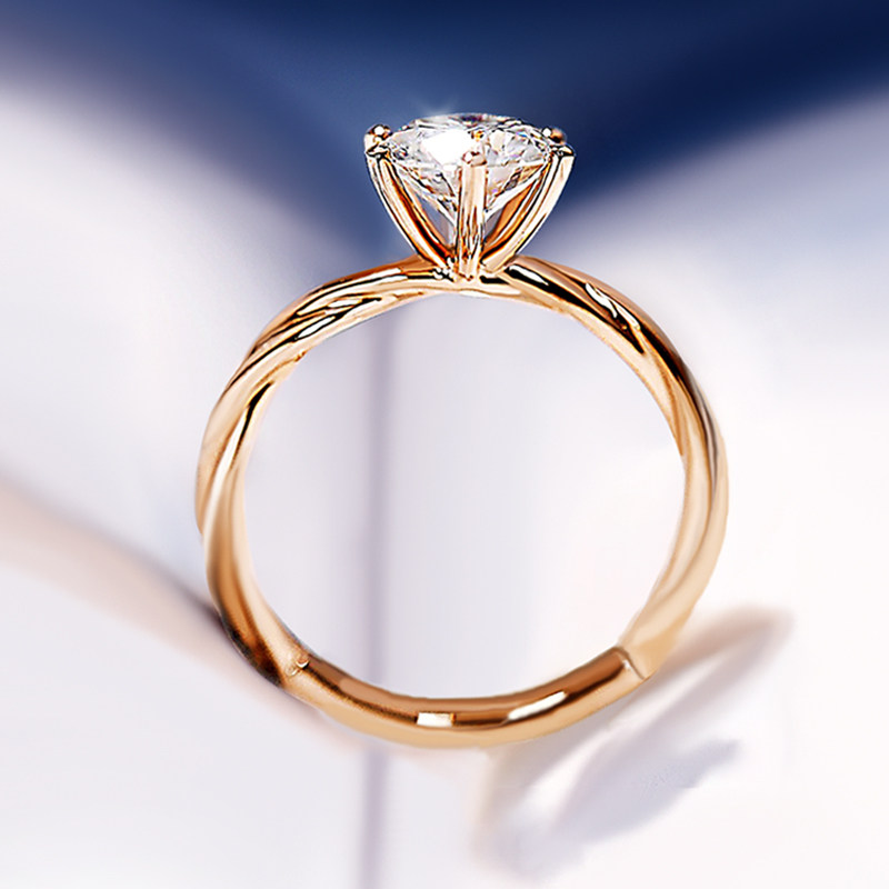Vine 18K rose gold diamond ring IGI diamond twist for women