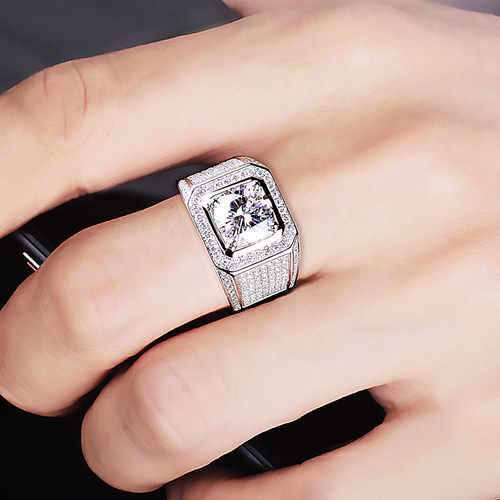 IGI培育钻石戒指18K白金霸气满天星满钻奢华男戒12/3克拉钻戒铂金 - 图2