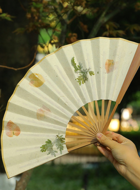 西双版纳非遗手工傣纸花瓣团扇