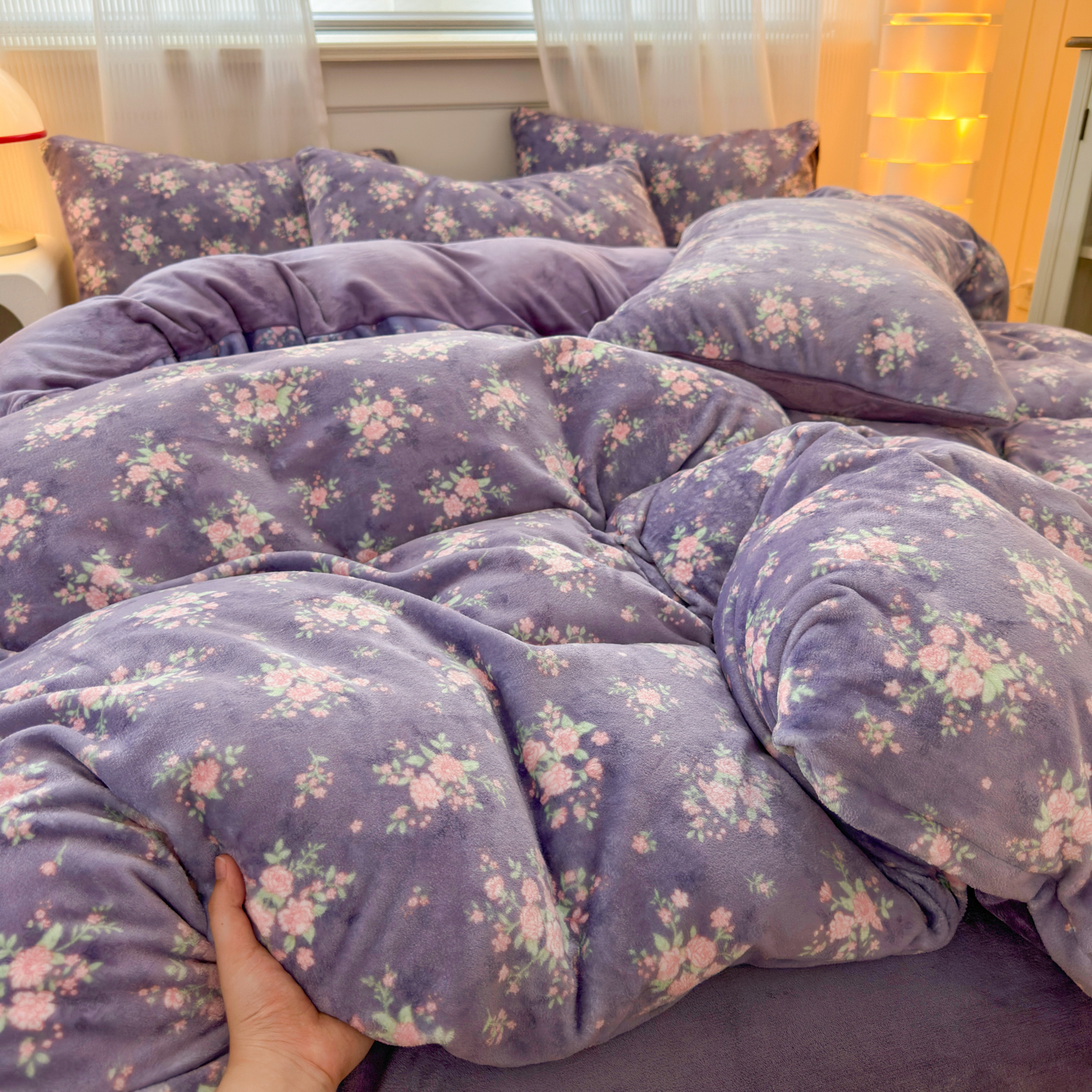 明超泡泡牛奶绒印花床上四件套保暖冬季加厚柔软绒床单被套